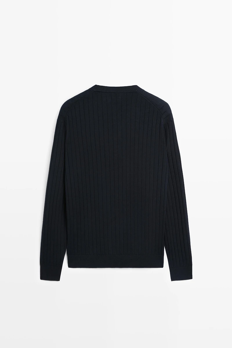 Pull en maille côtelée 100 % coton