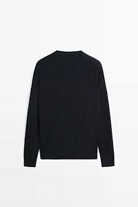 Pull en maille côtelée 100 % coton