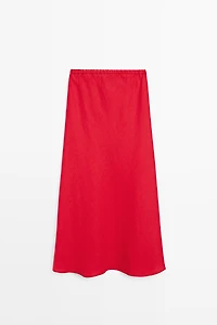 Jupe midi élastique 100 % lin