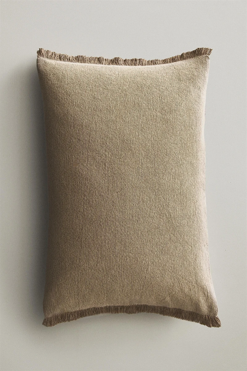 FRINGED THROW PILLOW COVER