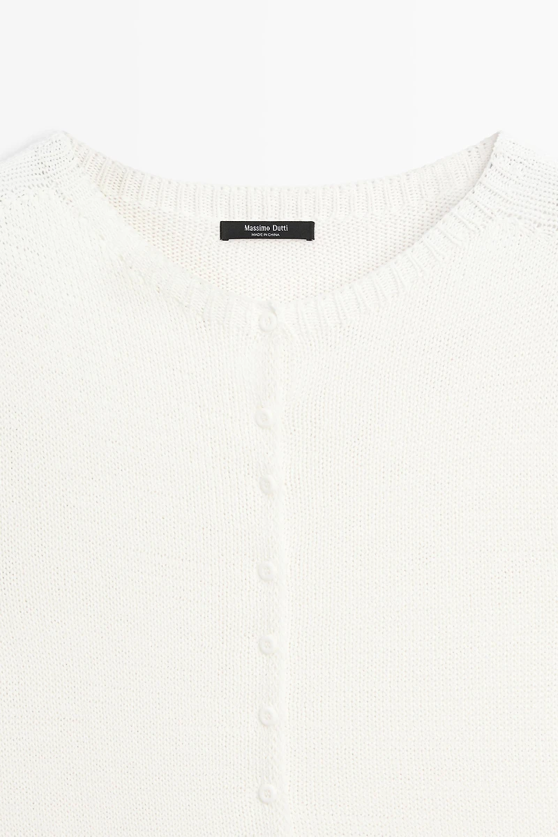 Cotton silk blend knit cardigan