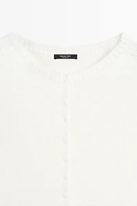 Cotton silk blend knit cardigan