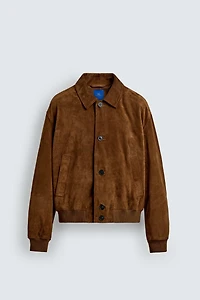 VESTE COURTE COUPE EN CUIR DAIM AARON LEVINE X ZARA
