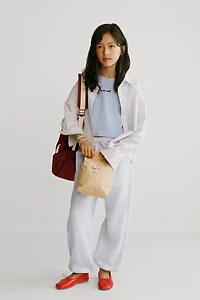 STRIPED SHIRT AND EMBROIDERED RIB T-SHIRT SET