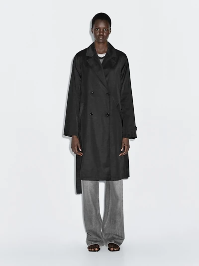 Long trench coat with inner waistcoat