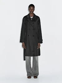 Long trench coat with inner waistcoat