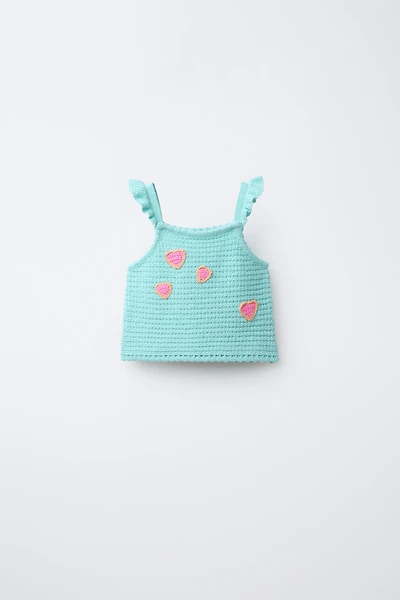 CROCHET HEARTS KNIT TOP