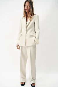 BLAZER WITH FEATHER CUFFS