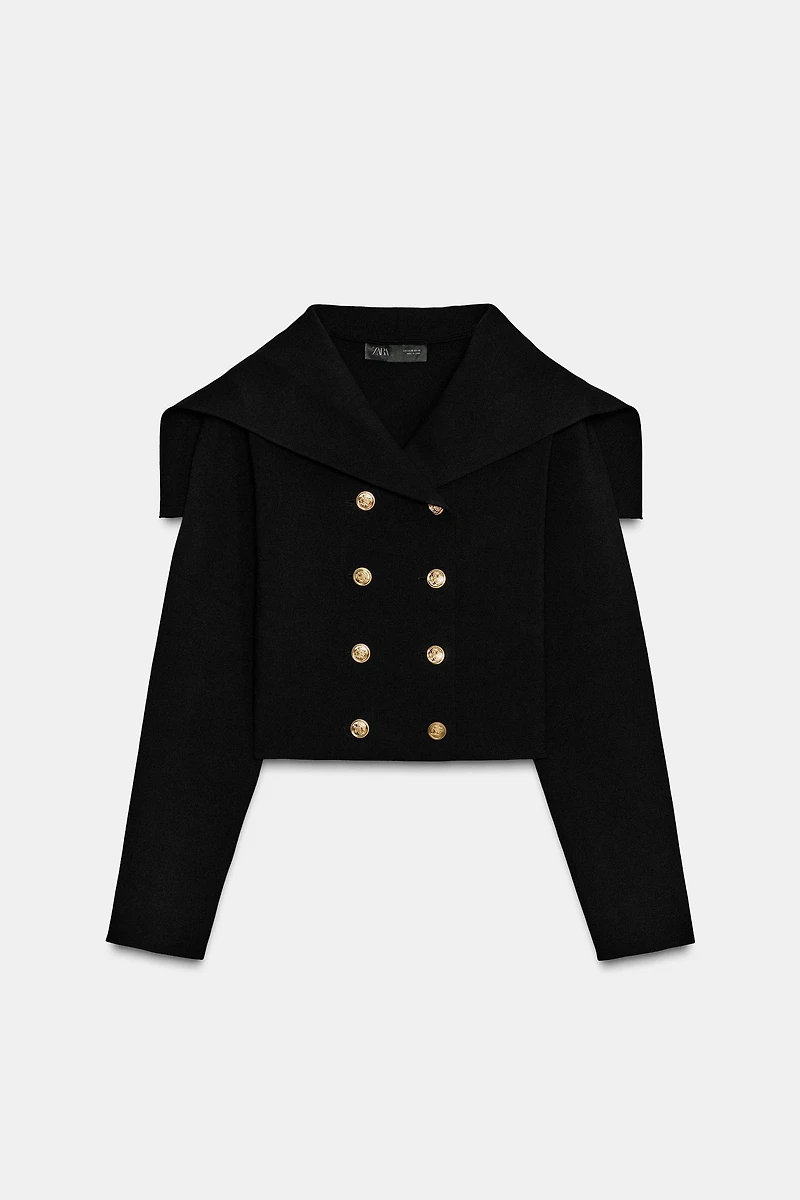 CROPPED KNIT WRAP JACKET
