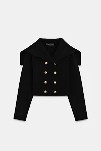 CROPPED KNIT WRAP JACKET