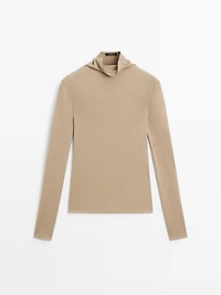 Long sleeve lyocell and wool blend T-shirt