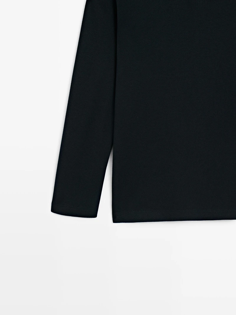 Polo manches longues texturé