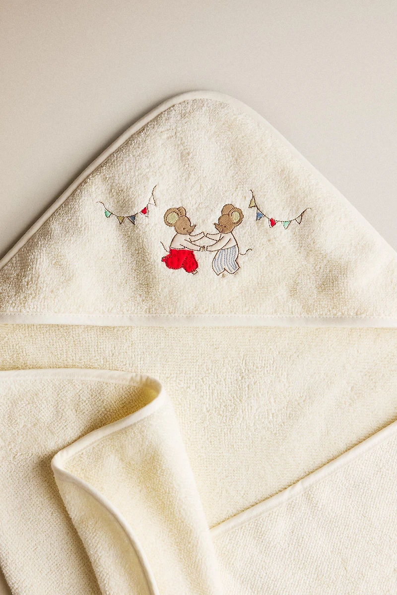 SERVIETTE DE BAIN ENFANT CAPUCHE SOURIS