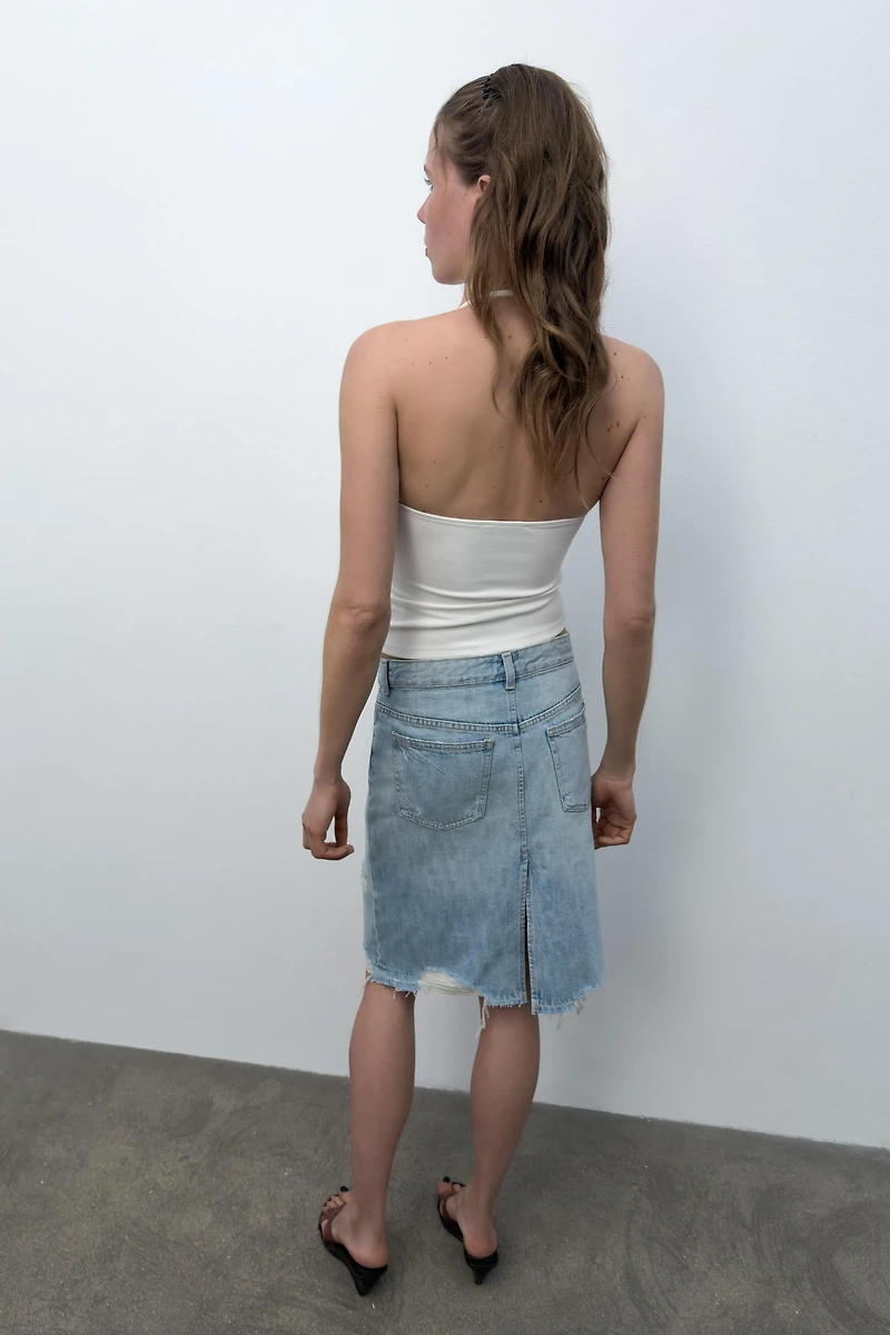 TRF RIPPED DENIM SKIRT
