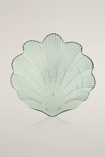WAVY SHELL GLASS SERVING DISH