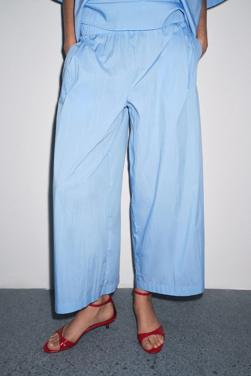 ZW COLLECTION POPLIN PLEATED PANTS