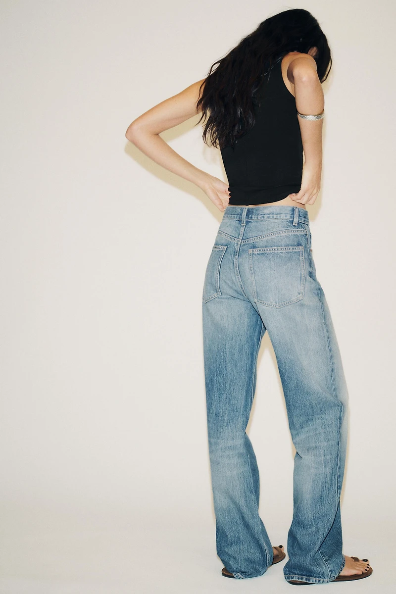 JEAN TRF À JAMBES LARGES TAILLE HAUTE LONGUEUR CHEVILLE