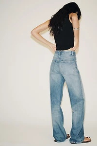 JEAN TRF À JAMBES LARGES TAILLE HAUTE LONGUEUR CHEVILLE