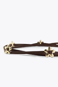 CEINTURE LACET EN CUIR FLEURS
