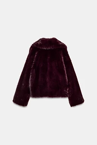 VESTE EFFET FOURRURE AVEC BRANDENBOURGS