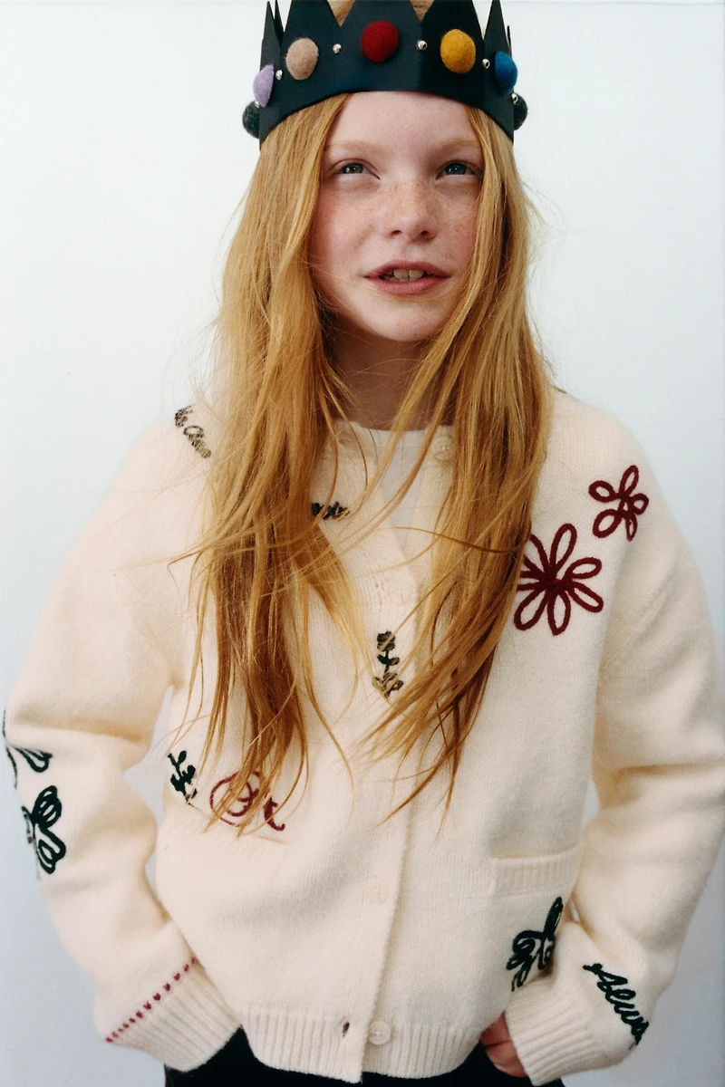 EMBROIDERED KNIT CARDIGAN