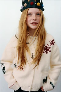 EMBROIDERED KNIT CARDIGAN