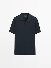 Polo en maille texturée à manches courtes