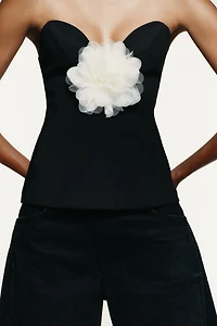 CONTRAST FLORAL BANDEAU TOP