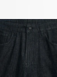 Cotton blend tapered fit jeans