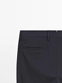 Cotton blend slim fit trousers