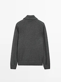 Cotton and wool blend zip-up cardigan