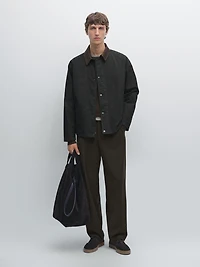 Veste avec col en cuir