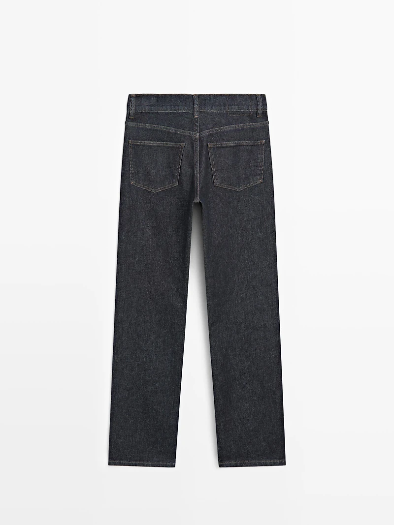 High-waist straight-leg jeans