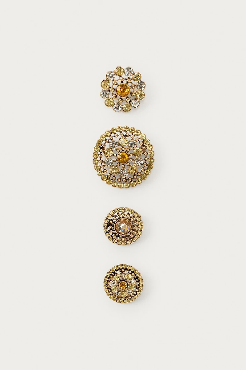 4-PACK OF JEWELED FLOWER BROOCHES MARISA BERENSON X ZARA