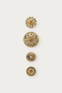 4-PACK OF JEWELED FLOWER BROOCHES MARISA BERENSON X ZARA