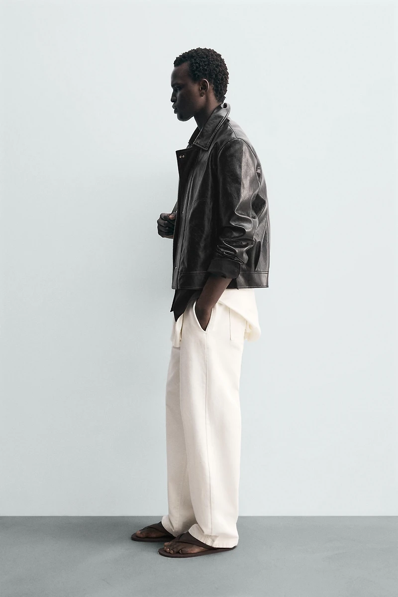 FAUX LEATHER JACKET WITH FIREMAN CLASPS