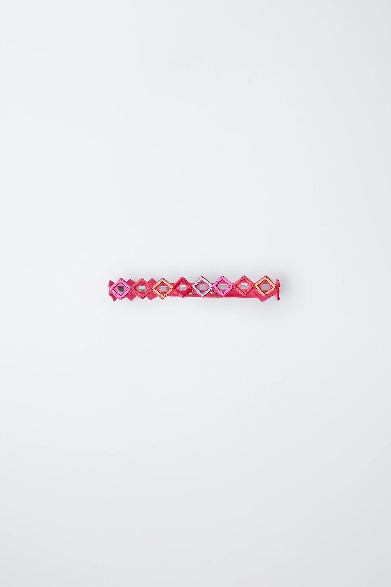 BEADED AND MIRROR CHOKER