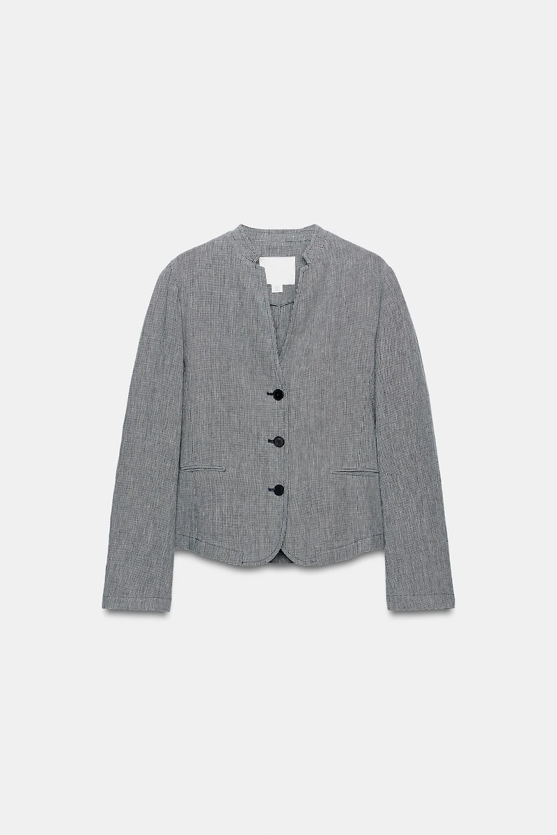 VESTE EN LIN PIED-DE-POULE ZW COLLECTION