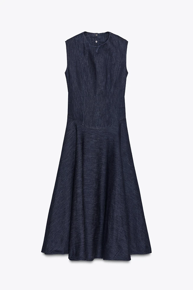 Zara ZW COLLECTION DENIM MIDI DRESS at Mall of America in Bloomington, MN