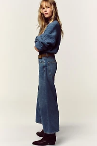 Z.08 WIDE LEG CROPPED HIGH WAIST BELTED JEANS
