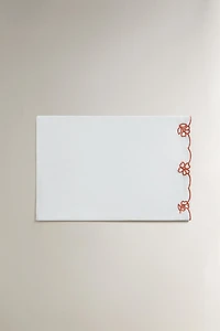 EMBROIDERED FLOWERS CRIB FLAT SHEET AND PILLOWCASE SET