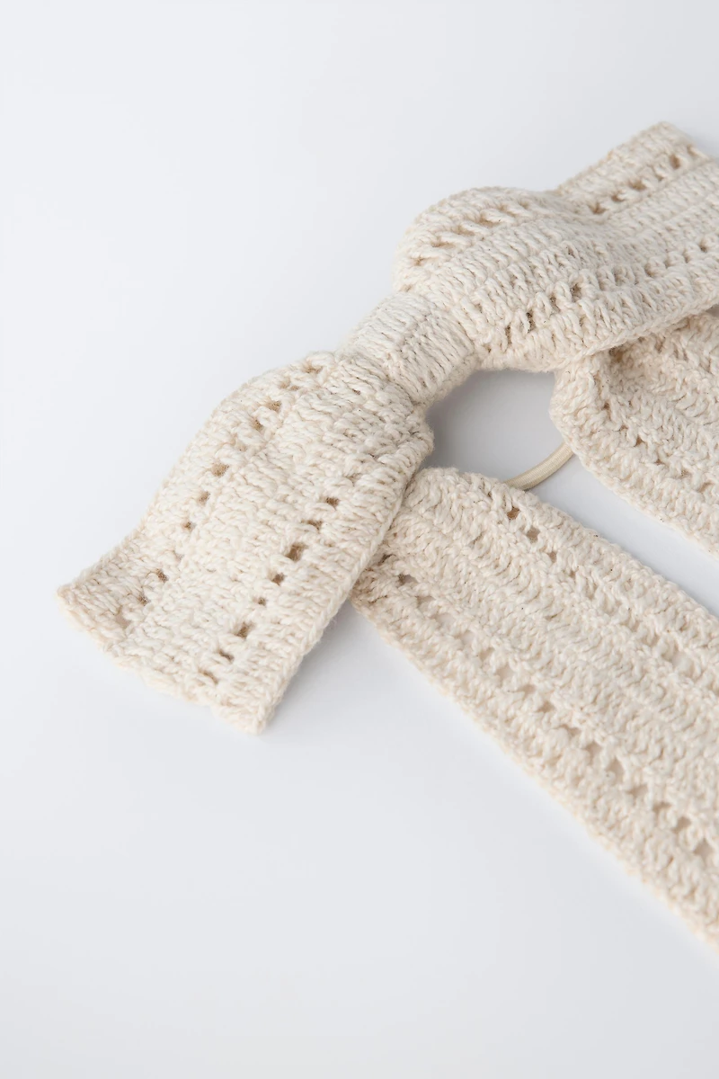 KNIT BOW CLIP PONYTAIL HOLDER