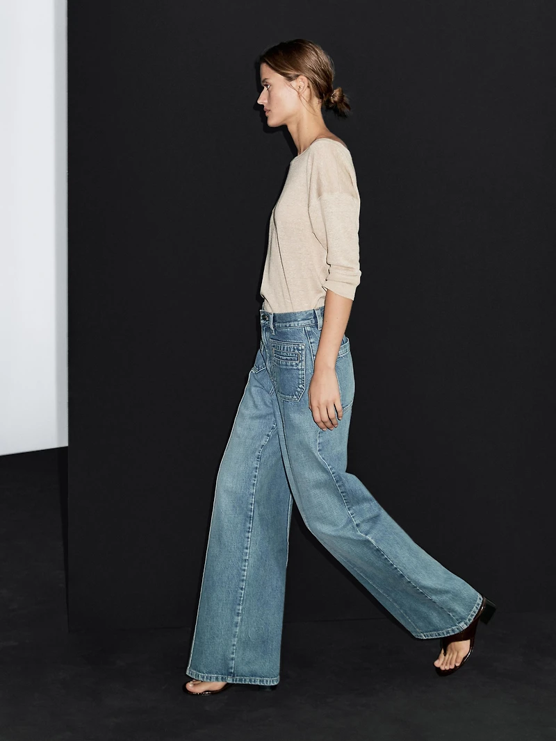 Mid-rise wide-leg jeans
