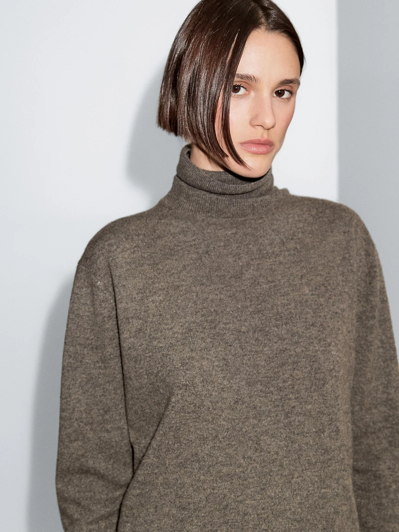 Wool blend high neck sweater
