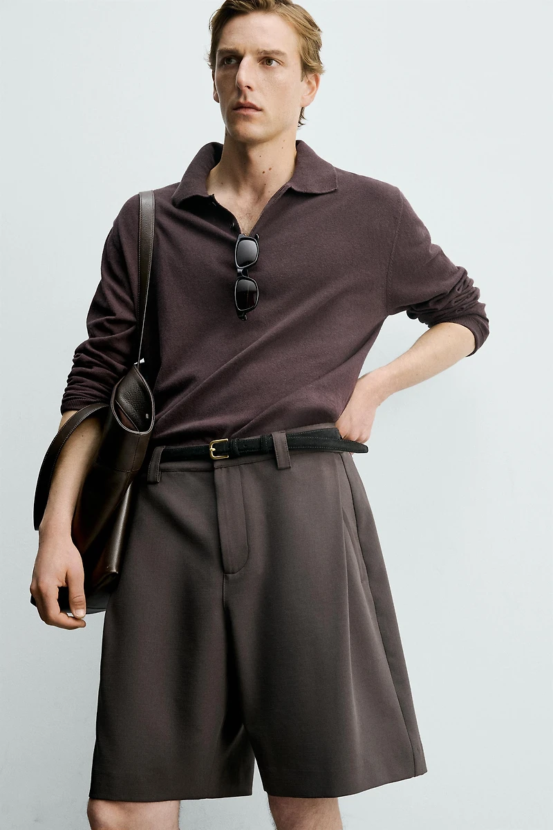RELAXED FIT SIDE PLEAT SHORTS
