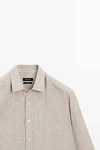 Chemise regular fit à rayures délavées 100 % lin