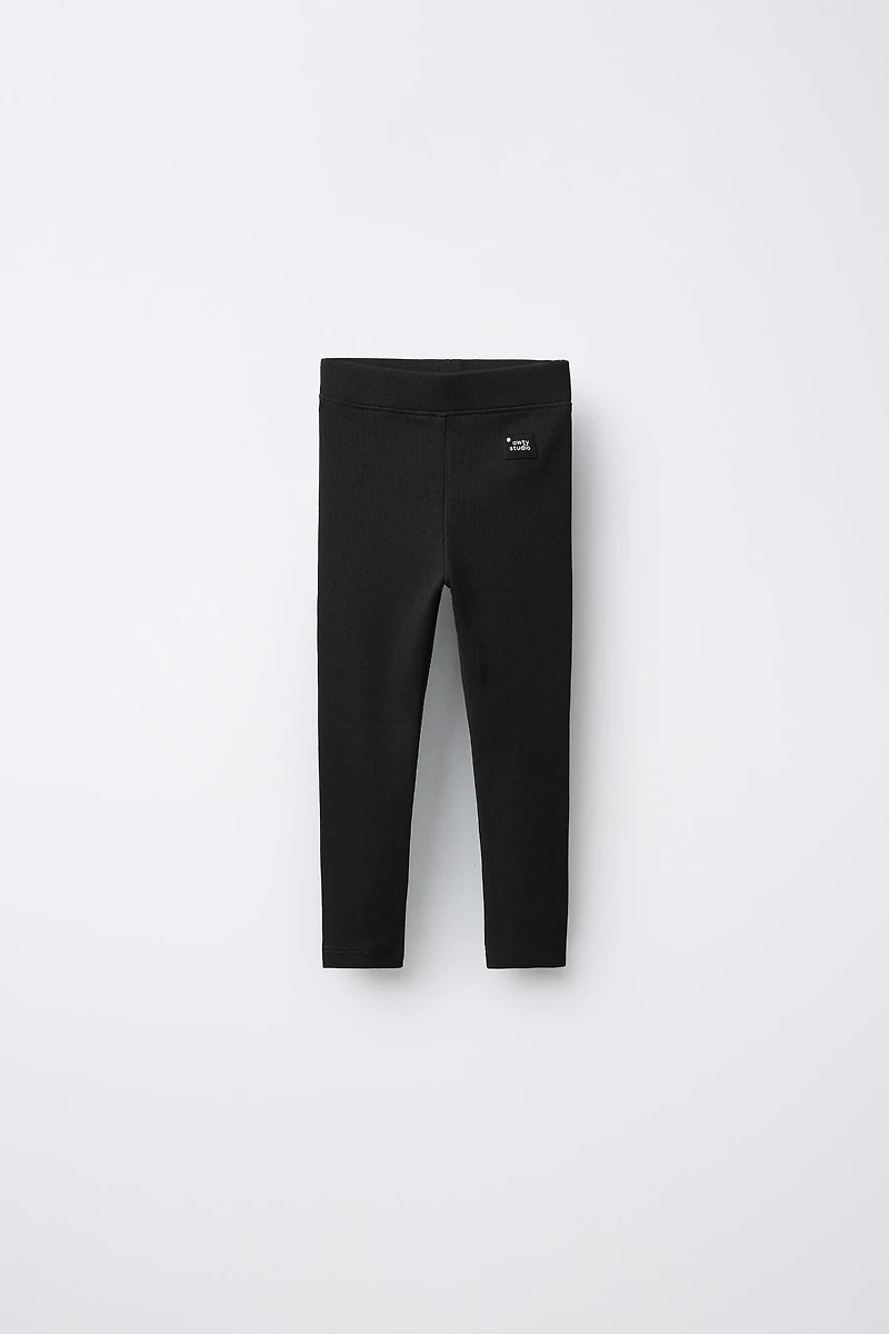 RIBBED LEGGINGS WITH LABEL