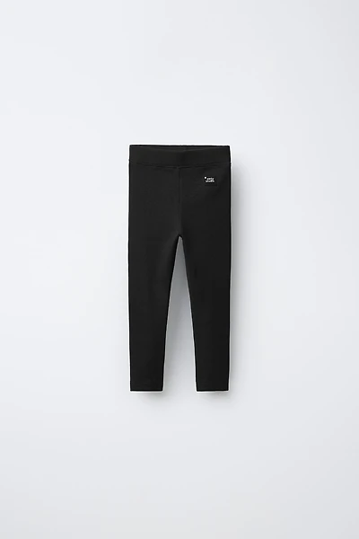 RIBBED LEGGINGS WITH LABEL