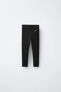 RIBBED LEGGINGS WITH LABEL