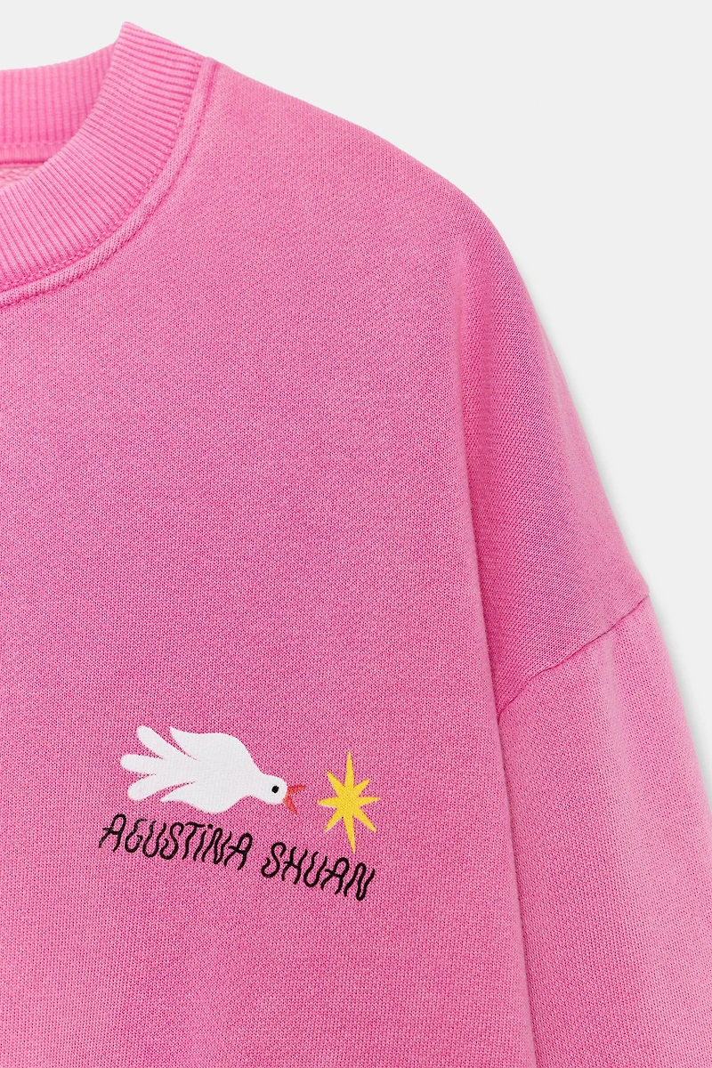 AGUSTINA SHUAN PRINT WASHED EFFECT SWEATSHIRT